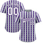 Custom Silver Purple Star Pattern Thick Stripes Baseball Jersey