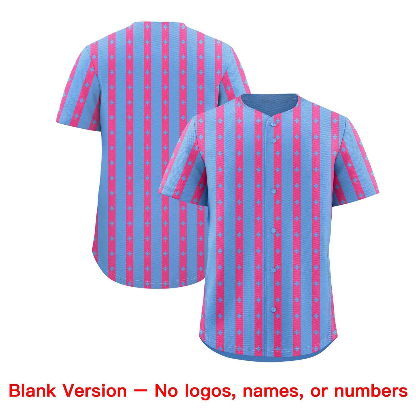 Custom Light Blue Pink Star Pattern Thick Stripes Baseball Jersey Limited