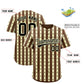 Custom Light Brown Cream Star Pattern Thick Stripes Baseball Jersey Limited