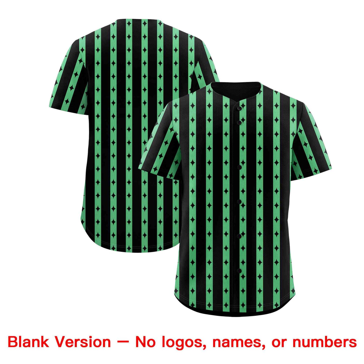 Custom Black Neon Green Star Pattern Thick Stripes Baseball Jersey Limited