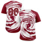 Custom White Crimson Swirl Graffiti Pattern Authentic Baseball Jersey