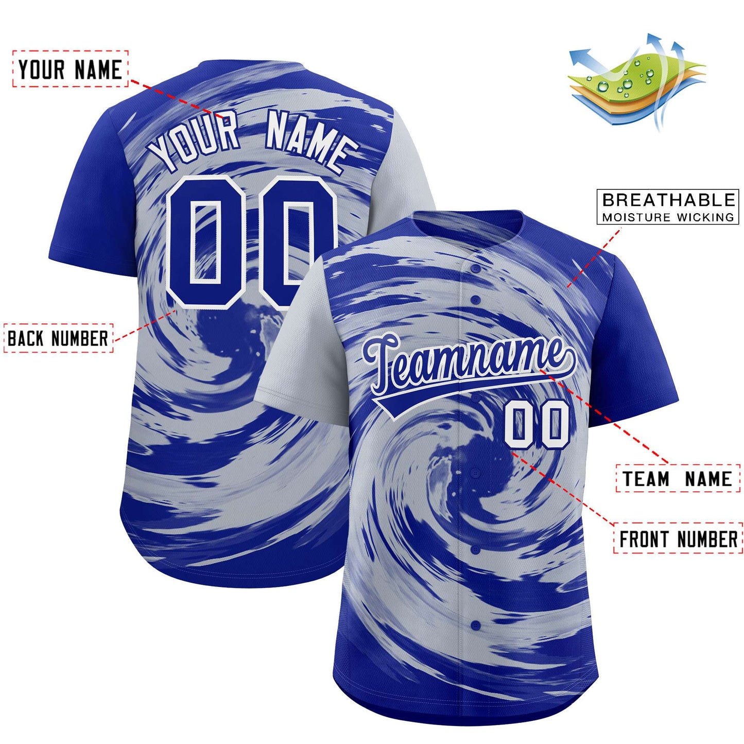 Custom Silver Royal Swirl Graffiti Pattern Authentic Baseball Jersey Limited