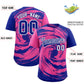 Custom Pink Royal Swirl Graffiti Pattern Authentic Baseball Jersey Limited