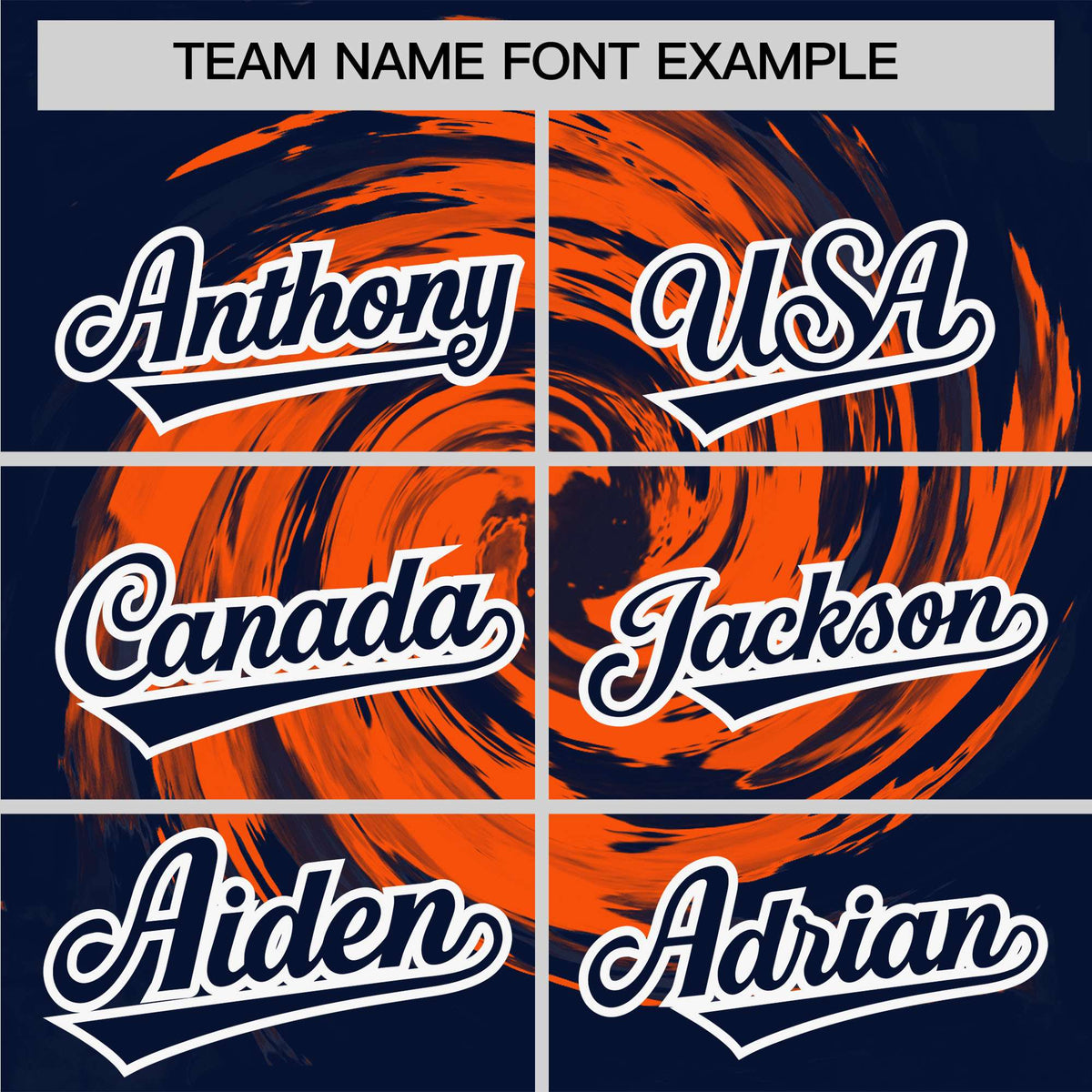 Custom Orange Navy Swirl Graffiti Pattern Authentic Baseball Jersey Limited
