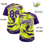 Custom Green Purple Swirl Graffiti Pattern Authentic Baseball Jersey Limited