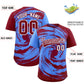 Custom Powder Blue Crimson Swirl Graffiti Pattern Authentic Baseball Jersey Limited