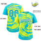 Custom Green Sky Blue Swirl Graffiti Pattern Authentic Baseball Jersey Limited