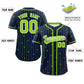 Custom Navy Neon Green Stripe Fashion Personalized Star Pattern Authentic Baseball Jersey Limited