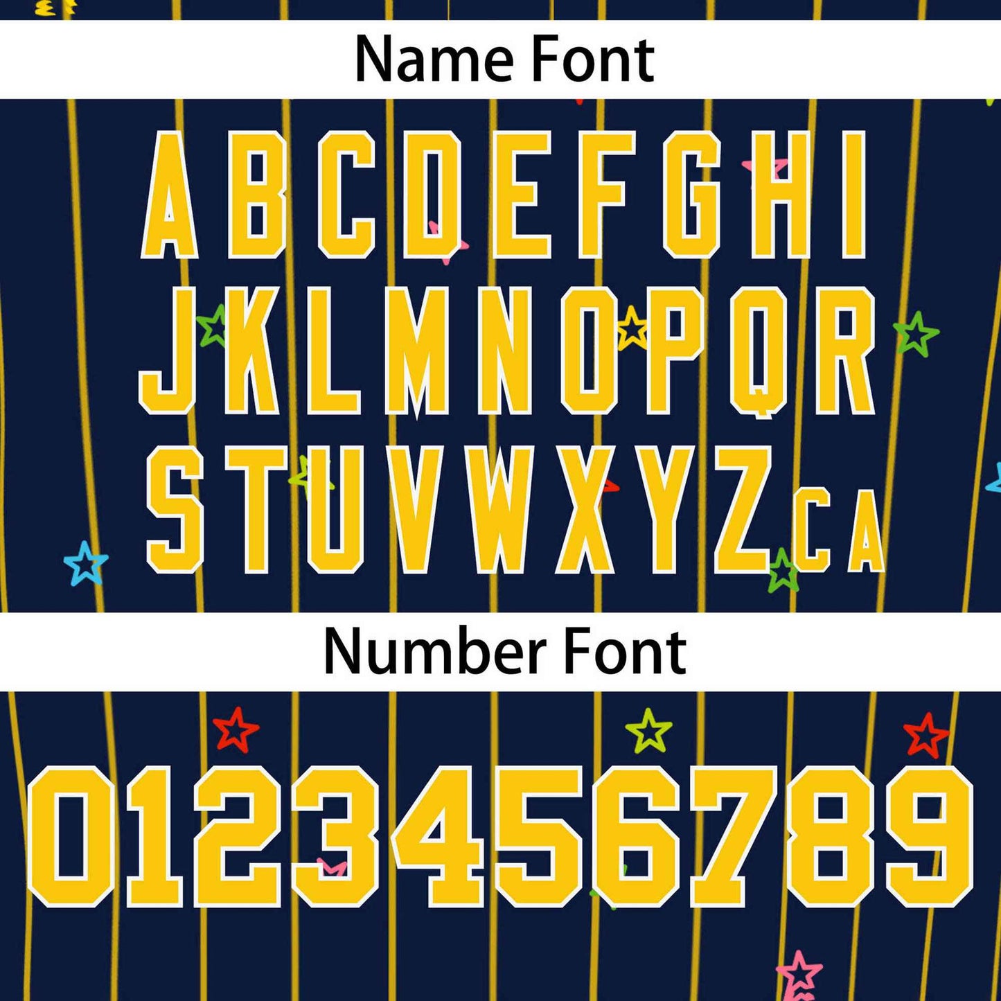 Custom Navy Gold Stripe Fashion Personalized Star Pattern Authentic Baseball Jersey Limited