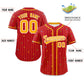 Custom Red Yellow Stripe Fashion Personalized Star Pattern Authentic Baseball Jersey Limited