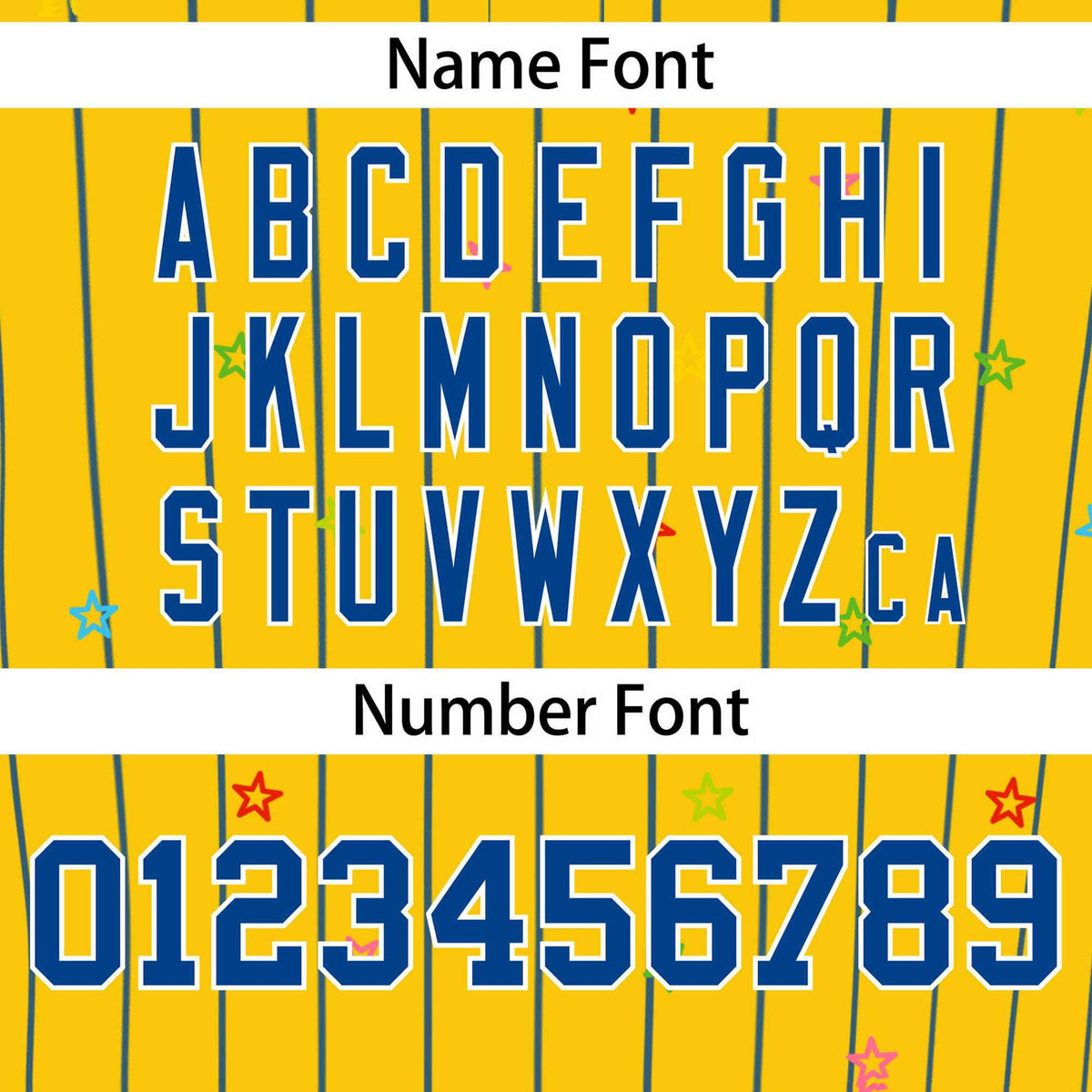 Custom Gold Royal Stripe Fashion Personalized Star Pattern Authentic Baseball Jersey Limited