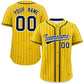 Custom Gold Navy Stripe Fashion Personalized Star Pattern Authentic Baseball Jersey