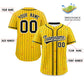 Custom Gold Black Stripe Fashion Personalized Star Pattern Authentic Baseball Jersey Limited