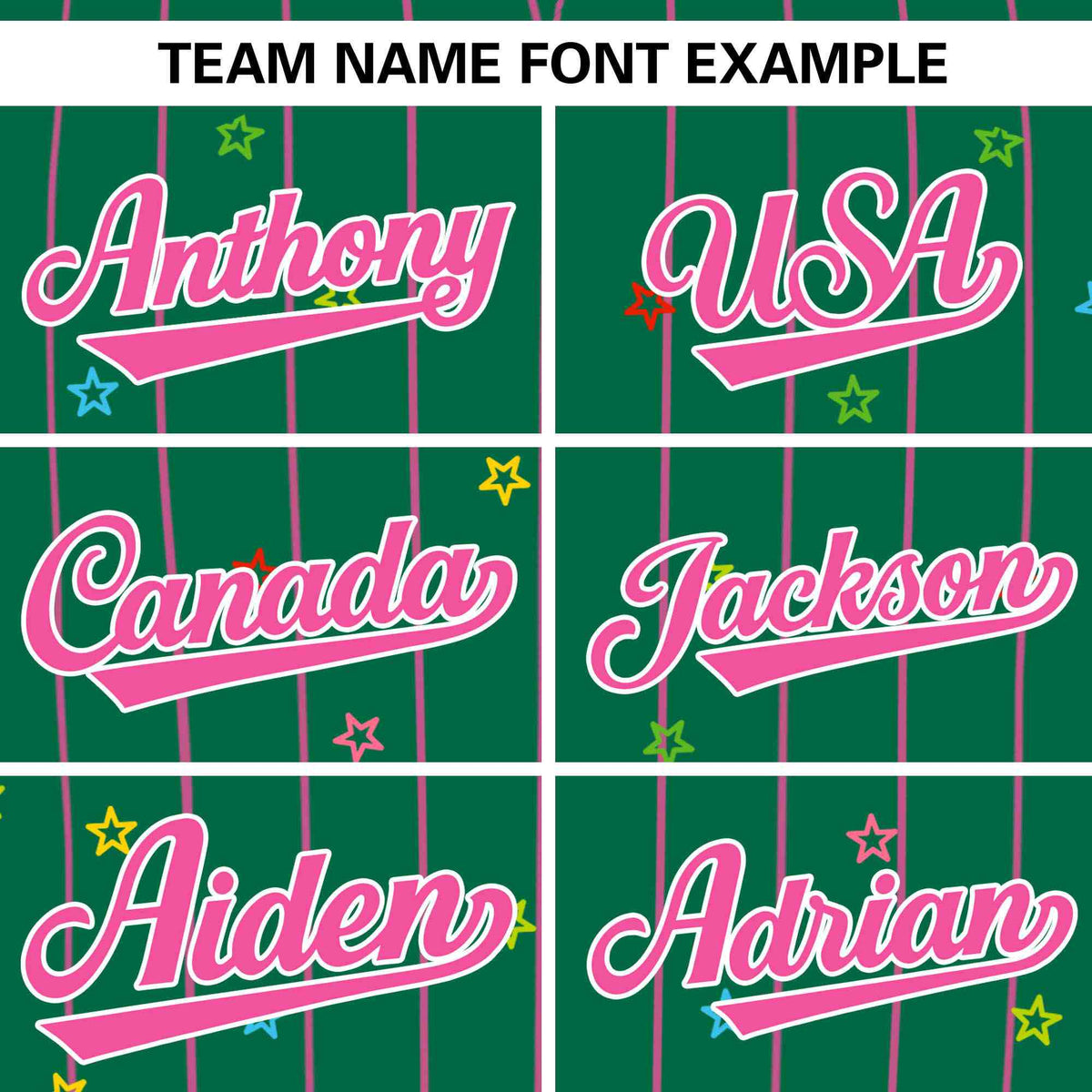 Custom Kelly Green Pink Stripe Fashion Personalized Star Pattern Authentic Baseball Jersey Limited