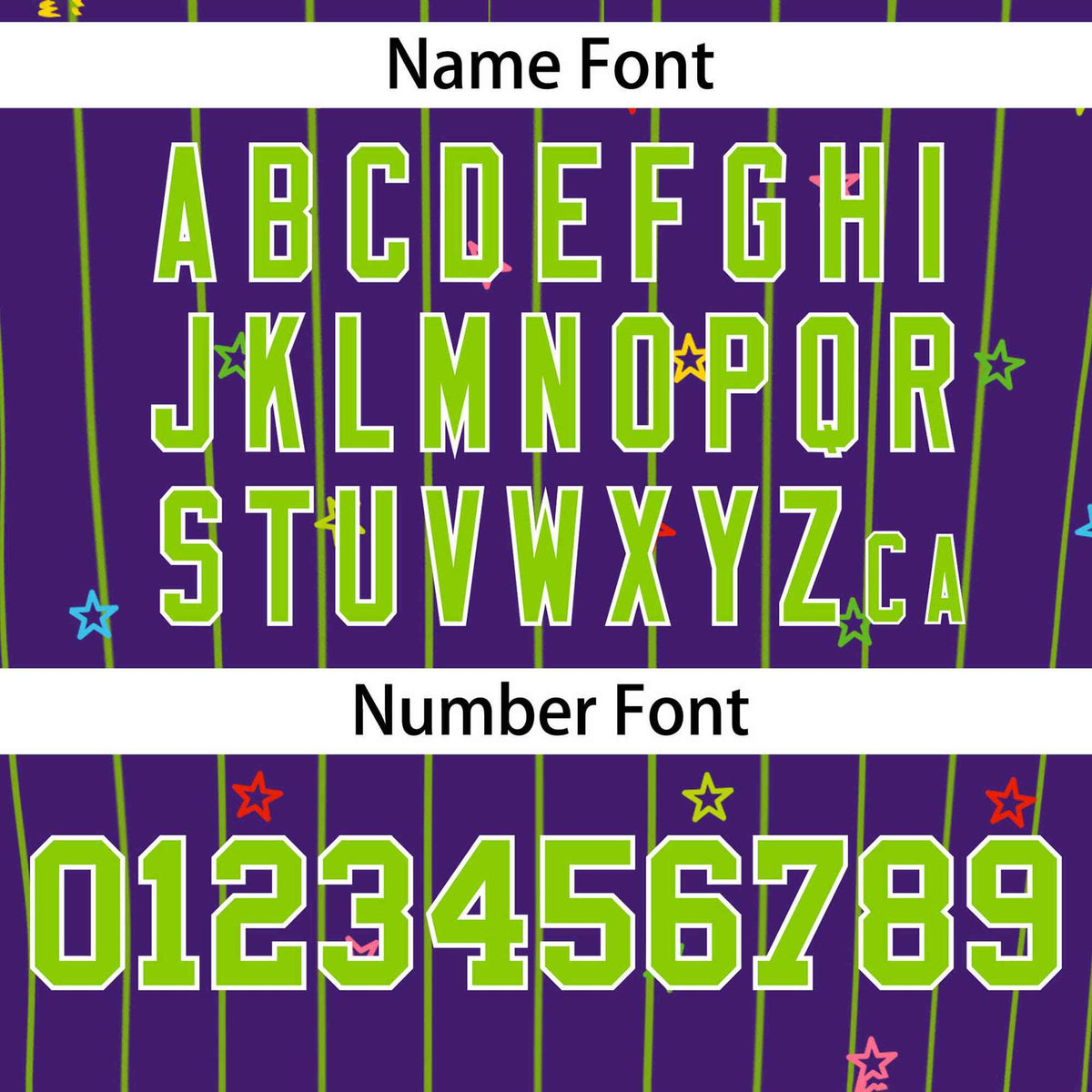 Custom Purple Neon Green Stripe Fashion Personalized Star Pattern Authentic Baseball Jersey Limited
