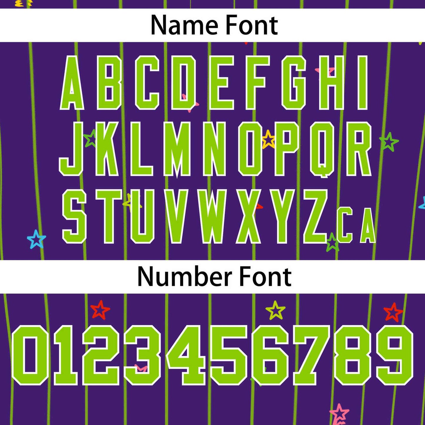 Custom Purple Neon Green Stripe Fashion Personalized Star Pattern Authentic Baseball Jersey Limited