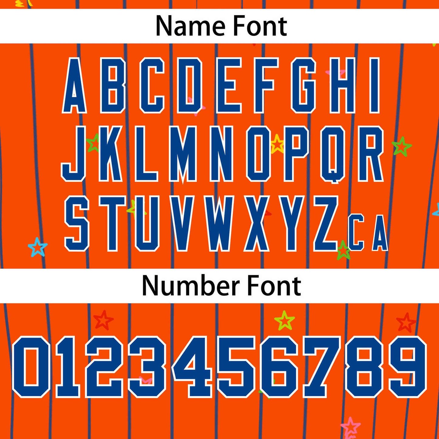 Custom Orange Royal Stripe Fashion Personalized Star Pattern Authentic Baseball Jersey Limited