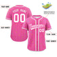 Custom Pink White Stripe Fashion Personalized Star Pattern Authentic Baseball Jersey Limited