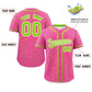 Custom Pink Neon Green Stripe Fashion Personalized Star Pattern Authentic Baseball Jersey Limited