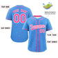 Custom Powder Blue Pink Stripe Fashion Personalized Star Pattern Authentic Baseball Jersey Limited