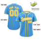 Custom Powder Blue Gold Stripe Fashion Personalized Star Pattern Authentic Baseball Jersey Limited