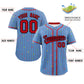 Custom Light Blue Red Stripe Fashion Personalized Star Pattern Authentic Baseball Jersey Limited