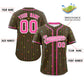 Custom Olive Pink Stripe Fashion Personalized Star Pattern Authentic Baseball Jersey Limited