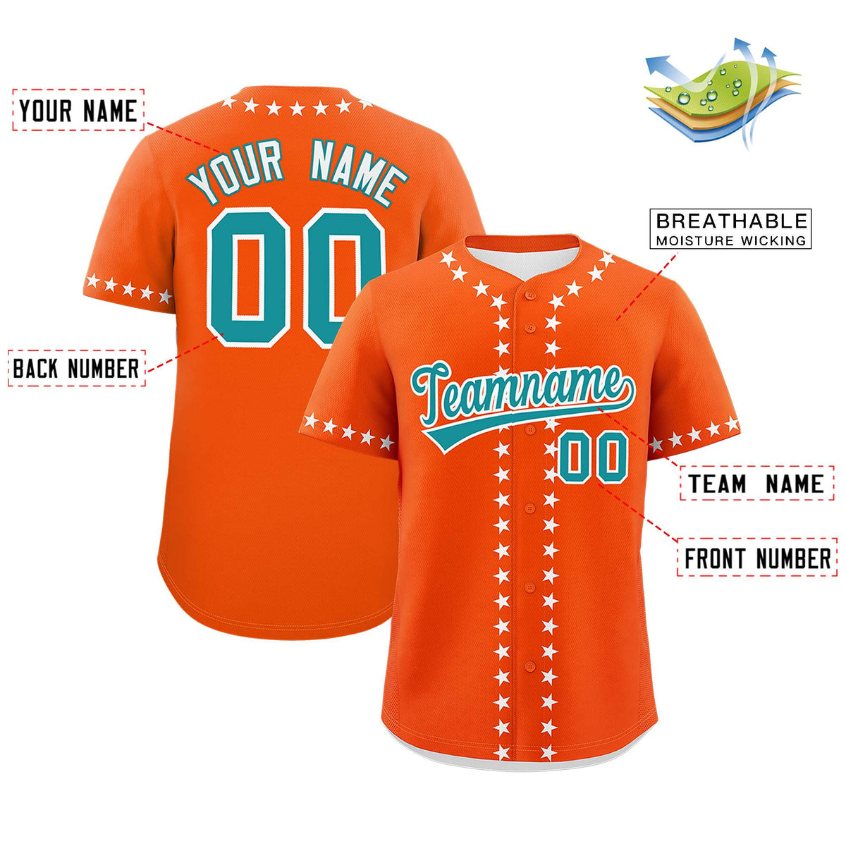 Custom Orange White Star Ribbing Authentic Baseball Jersey Limited