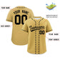 Custom Old Gold Black Star Ribbing Authentic Baseball Jersey Limited