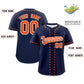 Custom Navy Orange Star Ribbing Authentic Baseball Jersey Limited