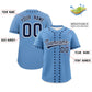 Custom Light Blue Navy Star Ribbing Authentic Baseball Jersey Limited