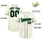 Custom Cream Kelly Green Star Ribbing Authentic Baseball Jersey Limited