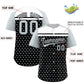 Custom Black Silver-White Raglan Sleeve Personalized Star Print Authentic Baseball Jersey Limited