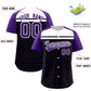 Custom Black Purple-White Raglan Sleeve Personalized Star Print Authentic Baseball Jersey Limited