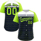 Custom Navy Neon Green-White Raglan Sleeve Personalized Star Print Authentic Baseball Jersey