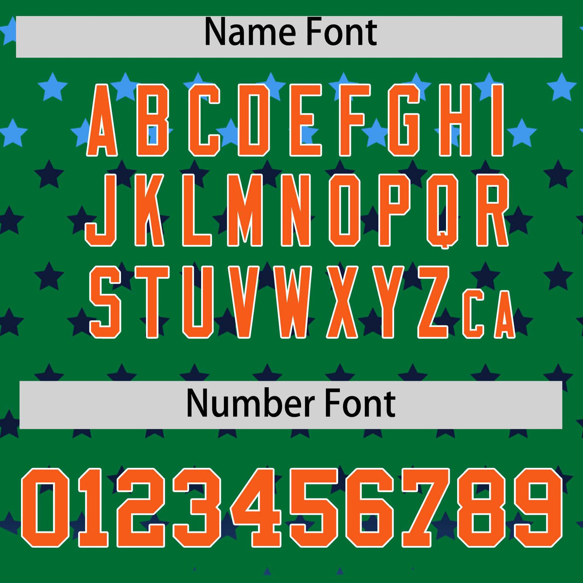 Custom Kelly Green Orange-White Raglan Sleeve Personalized Star Print Authentic Baseball Jersey Limited