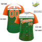 Custom Kelly Green Orange-White Raglan Sleeve Personalized Star Print Authentic Baseball Jersey Limited