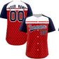 Custom Red Navy-White Raglan Sleeve Personalized Star Print Authentic Baseball Jersey