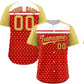 Custom Red Old Gold-White Raglan Sleeve Personalized Star Print Authentic Baseball Jersey