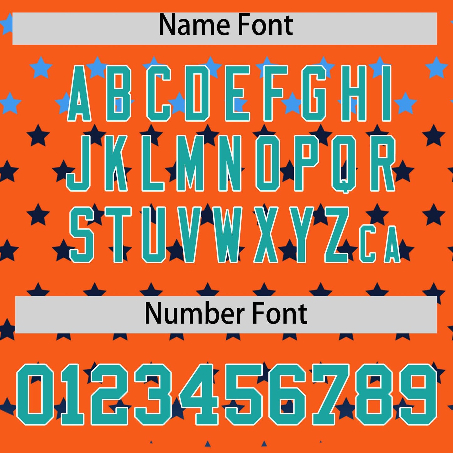 Custom Orange Aqua-White Raglan Sleeve Personalized Star Print Authentic Baseball Jersey Limited