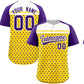 Custom Gold Purple-White Raglan Sleeve Personalized Star Print Authentic Baseball Jersey
