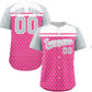 Custom Pink Silver-White Raglan Sleeve Personalized Star Print Authentic Baseball Jersey