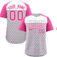 Custom Silver Pink-White Raglan Sleeve Personalized Star Print Authentic Baseball Jersey