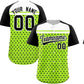 Custom Neon Green Black-White Raglan Sleeve Personalized Star Print Authentic Baseball Jersey