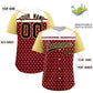 Custom Crimson Khaki-White Raglan Sleeve Personalized Star Print Authentic Baseball Jersey Limited