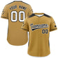 Custom Old Gold Black Gradient Side Personalized Star Pattern Authentic Baseball Jersey