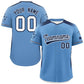 Custom Light Blue Navy Gradient Side Personalized Star Pattern Authentic Baseball Jersey