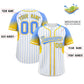 Custom White Powder Blue Stripe Fashion Sleeves Gradient Authentic Baseball Jersey Limited
