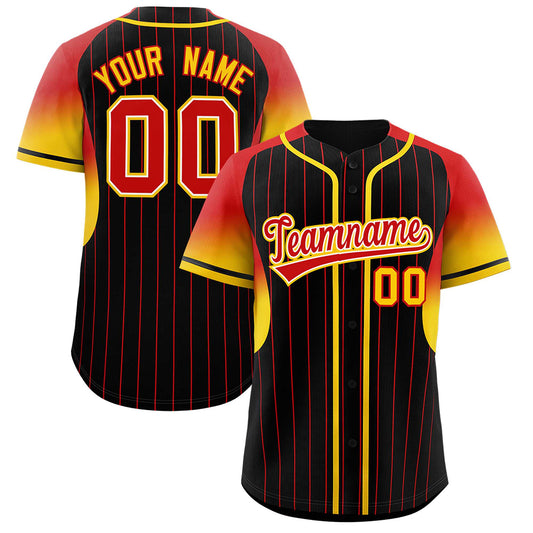 Custom Black Red Stripe Fashion Sleeves Gradient Authentic Baseball Jersey