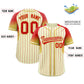 Custom Cream Red Stripe Fashion Sleeves Gradient Authentic Baseball Jersey Limited